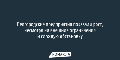 Белгородские предприятия показали рост, несмотря на внешние ограничения и сложную обстановку