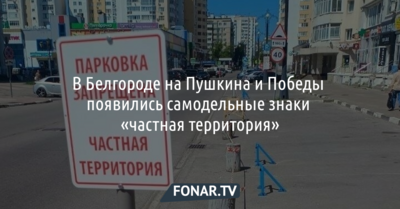 В Белгороде на Пушкина и Победы появились самодельные знаки «частная территория»