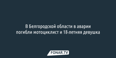 В Белгородской области в аварии погибли мотоциклист и 18-летняя девушка