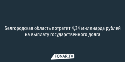Белгородская область потратит 4,24 миллиарда​ рублей на выплату государственного долга