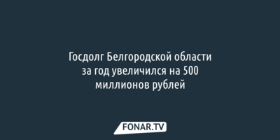 Госдолг Белгородской области за год увеличился на 500 миллионов рублей 