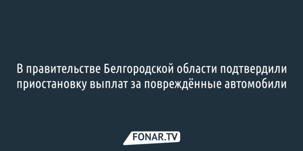 В правительстве Белгородской области подтвердили приостановку выплат за повреждённые автомобили