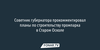 Советник губернатора прокомментировал планы по строительству промпарка в Старом Осколе