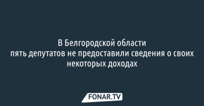 В Белгородской области пять депутатов не предоставили сведения о своих некоторых доходах