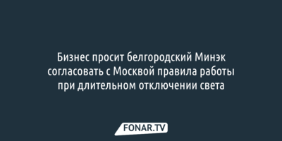 Бизнес просит белгородский Минэк согласовать с Москвой правила работы при длительном отключении света