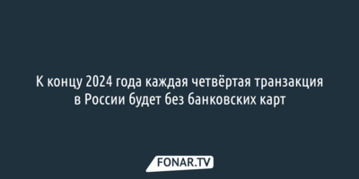 К концу 2024 года каждая четвёртая транзакция в России будет без банковских карт