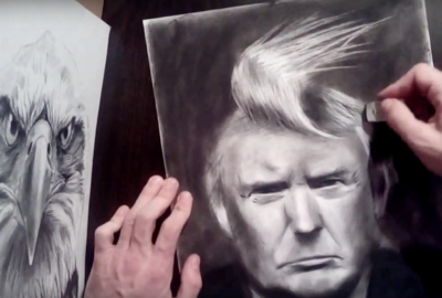 Белгородец нарисовал портрет Дональда Трампа и отправил его кандидату в президенты США