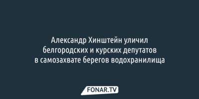 Александр Хинштейн уличил белгородских и курских депутатов в самозахвате берегов водохранилища