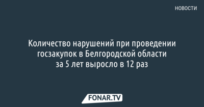 Количество нарушений при проведении госзакупок в Белгородской области за 5 лет выросло в 12 раз