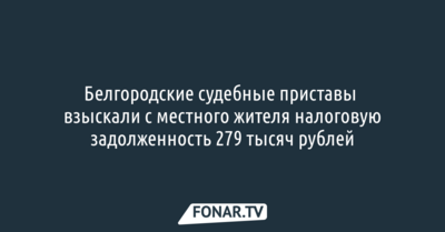 Судебные приставы взыскали с белгородца почти 280 тысяч рублей долгов по налогам