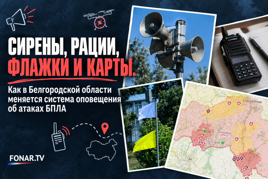 Сирены, рации, флажки и «​Что по небу?». Как и где белгородцам узнавать об атаках БПЛА