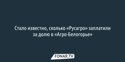 Стало известно, сколько «Русагро» заплатила за долю в «Агро-Белогорье»