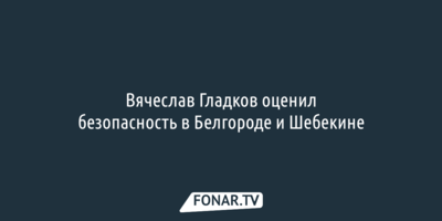 Вячеслав Гладков оценил безопасность в Белгороде и Шебекине
