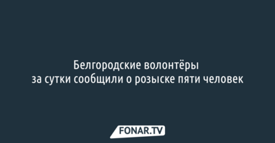 Белгородские волонтёры за сутки сообщили о розыске пяти человек