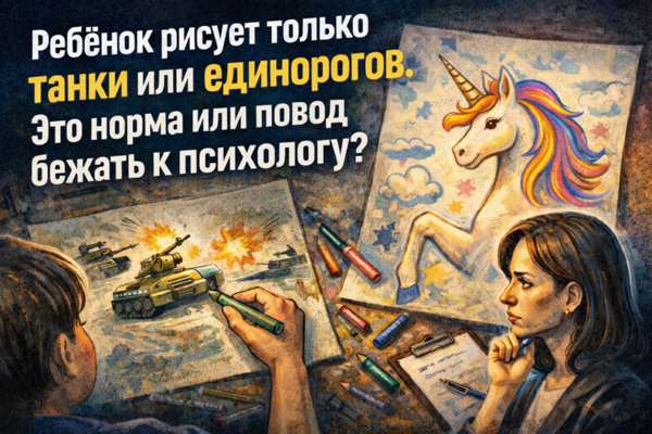 Ребёнок рисует только танки или единорогов. Это норма или повод бежать к психологу? [мнение эксперта]