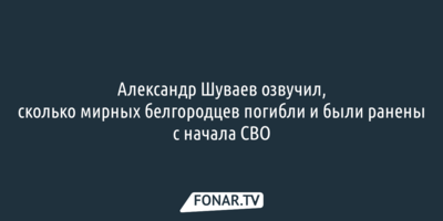 Александр Шуваев озвучил, сколько мирных белгородцев погибли и были ранены с начала СВО