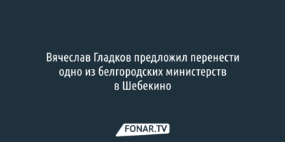 Вячеслав Гладков предложил перенести одно из белгородских министерств в Шебекино