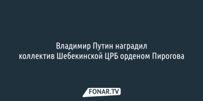 Владимир Путин наградил коллектив Шебекинской ЦРБ орденом Пирогова 