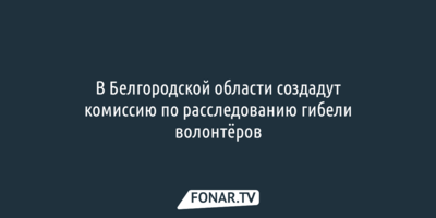 В Белгородской области появится комиссия по расследованию гибели волонтёров