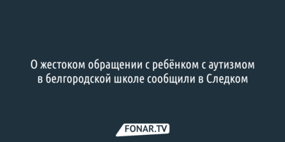 О жестоком обращении с ребёнком с аутизмом в белгородской школе сообщили в Следком