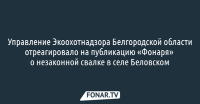 Белгородский Экоохотнадзор отреагировал на публикацию «Фонаря» о незаконной свалке в Беловском