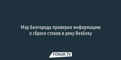 Мэр Белгорода проверил информацию о сбросе стоков в Везёлку