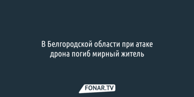 В Грайворонском округе при атаке дрона погиб мирный житель