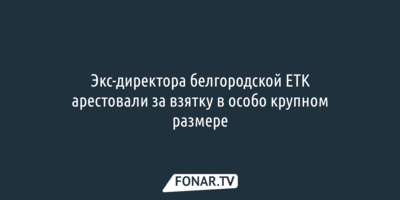 Экс-директора белгородской ЕТК арестовали за взятку в особо крупном размере в Курске