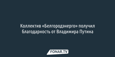 Коллектив «Белгородэнерго» получил благодарность от Владимира Путина