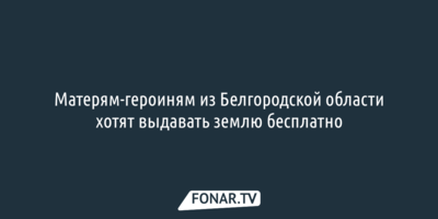 Матерям-героиням из Белгородской области хотят выдавать землю бесплатно