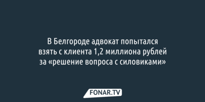 В Белгороде адвокат попытался взять с клиента 1,2 миллиона рублей за «решение вопроса с силовиками»
