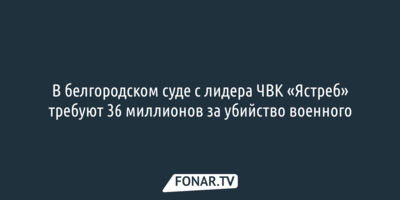 В белгородском суде с лидера ЧВК «Ястреб» требуют 36 миллионов за убийство военного