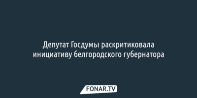 Депутат Госдумы раскритиковала инициативу белгородского губернатора 