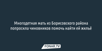 Многодетная мать из Борисовского района попросила чиновников помочь найти ей жильё