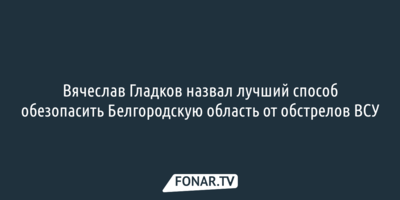 Вячеслав Гладков назвал лучший способ обезопасить Белгородскую область от обстрелов ВСУ
