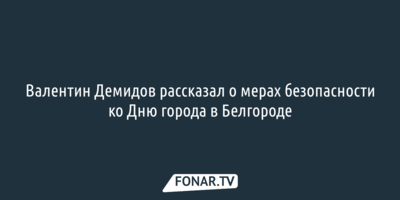 Валентин Демидов рассказал о мерах безопасности ко Дню города в Белгороде