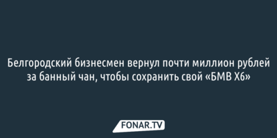 Белгородский бизнесмен вернул почти миллион рублей за банный чан, чтобы сохранить свой «БМВ X6»
