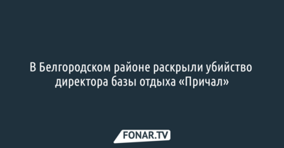 В Белгородском районе раскрыли убийство директора базы отдыха «Причал»