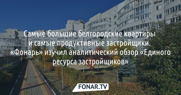 Самые большие белгородские квартиры и самые продуктивные застройщики. «Фонарь» изучил аналитический обзор «Единого ресурса застройщиков»