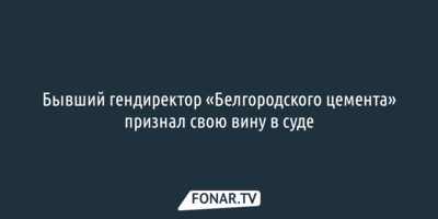 Бывший гендиректор «Белгородского цемента» признал свою вину в суде 
