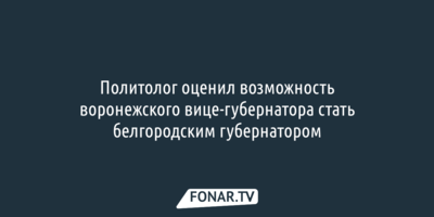 Политолог оценил возможность воронежского вице-губернатора стать белгородским губернатором