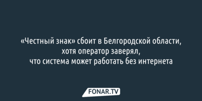 «Честный знак» сбоит в Белгородской области, хотя оператор заверял, что система может работать без интернета