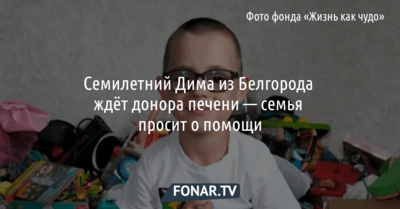 Семилетний Дима из Белгорода ждёт донора печени — семья просит о помощи