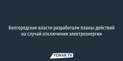 Белгородские власти разработали планы действий на случай отключения электроэнергии