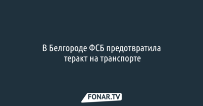 В Белгороде ФСБ предотвратила теракт на транспорте