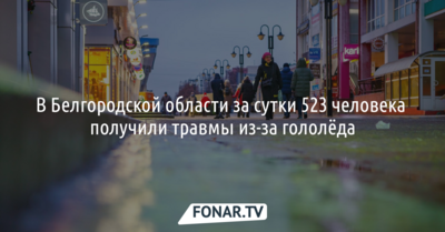 В Белгородской области за сутки 523 человека получили травмы из-за гололёда