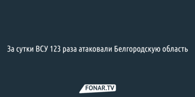 За сутки ВСУ 123 раза атаковали Белгородскую область