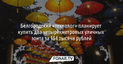 Белгородский «технолог» закупает два четырёхметровых уличных зонта за 154 тысячи рублей