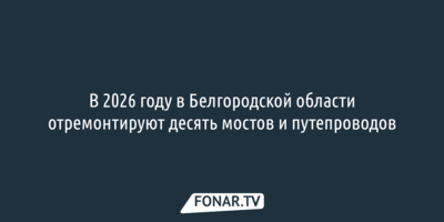 В 2026 году в Белгородской области отремонтируют десять мостов и путепроводов 