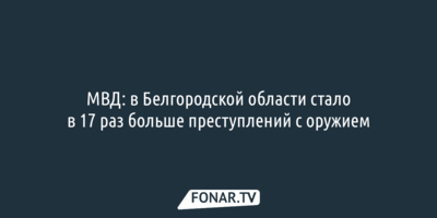 МВД: в Белгородской области стало в 17 раз больше преступлений с оружием 